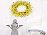 24" Spring Wreaths for Front Door Artificial Forsythia Flower Wreath on Grapevine Yellow Wreath with V1258-DP02-C-1362