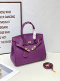 2025- Euro-american Elegant Crocodile Leather Handbag Bag - Birkin 25,violet ,palladium Hardware V1192-D77