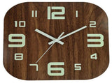 Glow in Dark Wall Clock Wooden 12 Inch Square Silent Battery Operated Rustic Luminous Wall Clock for V1294-YM0901-3115250017011
