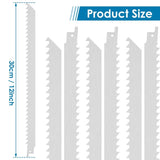 6PCS Reciprocating Saw Blade Set 12in Stainless Steel Saw Blades 3TPI Big Tooth Unpainted Saw Blades V1366-AZ2-W-15653
