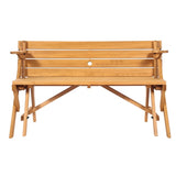 VEVOR 2-in-1 Transforming Interchangeable Picnic Table, Outdoor Wooden Table and Bench Set, Portable Foldable Bench with Umbrella Hole, Patio Dining Furniture for Garden, Backyard, Porch  V952-2HYKBXYCZ45FP7QYPV0