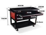 Bullet 3-Tier Steel Tool Trolley Cart, for Workshop, Mechanic, with Drawer, Pegboard, Screwdriver V219-STRTCTBU3BKA