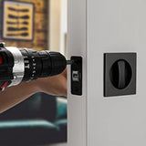 Pocket Door Lock, Matte Black Privacy Square Pocket Door Hardware V1370-AZ4-07645
