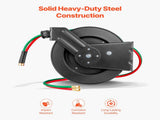 Retractable Welding Hose Reel, 1/4-Inch x 50FT Twin Oxygen Acetylene Rubber Hose Max 300PSI - T V952-HJRGJP50FTZDID1LEV0