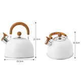 Whistle Kettle Stovetop Stainless Steel Foldable Handle Kitchen Supplies 2.5L White V1294-YM0512-3118220265711