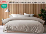 Accessorize Stone 400TC Stone Bamboo Cotton Double Stitched Quilt Cover Set King V442-HIN-QUILTCS-BAMBOOCOTTON-STONE-KI