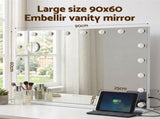 Embellir 90x60cm Makeup Mirror Large Hollywood Vanity Mirror with 18 Dimmable LED Bulbs MM-E-FRAME-6090LED-WH
