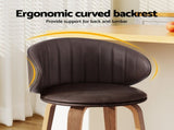 2x Artiss Bar Stools Dining Chairs Contoured Leather Wood Stool BA-TW-8186-BRX2