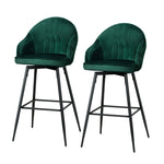 Artiss 2x Bar Stools Velvet Swivel Metal Legs Green BA-K-9969-GNX2