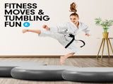 Powertrain 20cm Thick 1m Airtrack Spot Round Inflatable Gymnastics Tumbling Mat Air Track - Bla IFM-XBO-01R-GBK