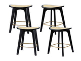 Artiss 4x Bar Stools Rattan Counter Kitchen Dinning Chair Bamboo Saddle Black BA-Y-1033-BKX4