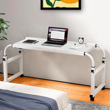 SOGA 120x45cm White Cross Bed Movable Desk Table w/ Adjustable Length & Height SIDETAB30