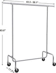 SONGMICS Heavy Duty Clothes Rack on Wheels Metal Chrome Extendable V227-8498101000080