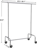 SONGMICS Heavy Duty Clothes Rack on Wheels Metal Chrome Extendable V227-8498101000080