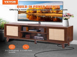 Rattan TV Stand for 75in TV, Boho TV Stand with Rattan Door, Entertainment Center with Build-in V952-TBDSJ66INCHE0TAMJV3