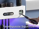 UV Toothbrush Holder with Disinfection & Toothpaste Dispenser Wall-Mounted Bathroom Organizer with V1107-CS-ZWXYSJ