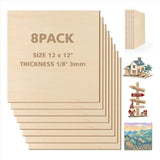 12 X 12 Inch - 3Mm Basswood Sheets Plywood Sheets, 8Pcs Square Unfinished Wood Board for DIY Crafts, V1366-AZ2-W-16165