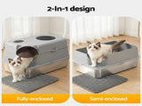 i.Pet Cat Litter Box Large Stainless Steel High Sided Pet Toilet Odour Control PET-CLB-STL-CV-LTGR
