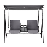 Gardeon Outdoor Swing Chair Garden Chair Canopy Cup Holder 2 Seater Grey GSC-NFS-2S-CUP-GR
