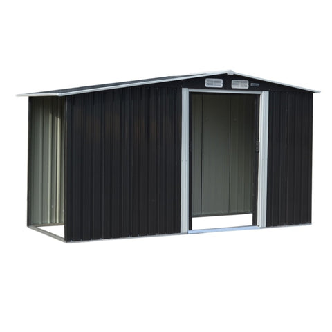 Wallaroo Garden Shed with Semi-Close Storage 4*8FT - Black GSS-BSW-48S-BK