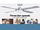 Devanti 52'' Ceiling Fan AC Motor w/Light w/Remote - Silver CF-RC-52-SI
