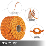 1.43cm Double Braid Polyester Rope 6096cm Nylon Pulling Rope 498.95kg High Force Polyester Load V952-DLSBZ16MMX61M0001V0
