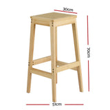 Artiss 2x Bar Stools Rubber Wood Stool Counter Chair Rattan Barstools Kitchen BA-Y-1031-NAX2