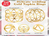 50 Pcs Gold Napkin Rings Metal Napkin Rings Holders Hollow Out Design Delicate Napkin Rings Bulk for V1369-AZ3-W-04937