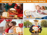 Plush Toy Night Light Clock for Kids, Multiin-one Cozy Toast Plushies Bed Clock with Dual V1366-AZ2-W-03928