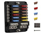 12V 12 Way Marine Fuse Block Panel with Ground & Volt Box for Car Automotive Boat V1369-AZ3-W-08944
