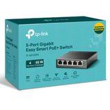 TP-Link TL-SG105PE 5-Port Gigabit Easy Smart Switch with 4-Port PoE, To 65W For all PoE Ports, V1202-V2-NWTL-SG105PE