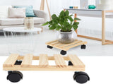 Wooden Flower Plant Pot Base Roller Moving Tray Rack Holder with Wheels for Garden Supplies V1294-YM0901-3111200163411