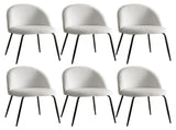 Artiss Dining Chairs Set of 6 Sherpa Boucle White MO-DIN-KJC150-VEL-WHX6