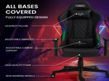 Overdrive Gaming Chair, with Bluetooth Speakers, RGB LED Lights, Reclining Game Armchair, Black V219-OFFGCROV5BKA