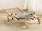 Adjustable Wooden Cat Lounge Chair - Comfortable Woven Hammock for Cats V888-ELOSUNG10733