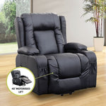 Recliner Chair Electric Massage Chair Lift Heated Leather Lounge Sofa Black V63-834091