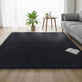 Artiss Floor Rug 200x230cm Plush Area Shaggy Rug Living Room Bedroom Carpet Black FLR-FLU01-200X230-BK
