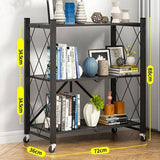 CARLA HOME 3-Tier Foldable Storage Shelf with Wheels for Kitchen, Garage, Pantry or Basement LSB-36140