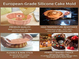 silicone cake pan, silicone Cake Molds, Bakeware Non Stick 10 inch Pan for Jello,Gelatin,cake, V1366-AZ2-W-02532