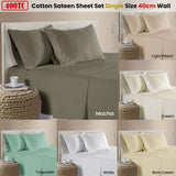400TC 100% Cotton Sateen Premium Sheet Set 40cm Wall Rich Cream Single V442-ATX-SHEETS-25COTTON400TC-RICHCREAM-SB