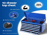 Giantz 15 Drawers Tool Chest Trolley Toolbox 2-in-1 Storage Blue TB-15DR-105-BL