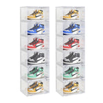 SOGA 2X 6 Tier Transparent Portable Shoe Organiser Sneaker Footwear Folding Plastic Bin Stackable SHOEA9006WHTX2