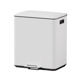 Cefito Pedal Bins Rubbish Bin Dual Compartment Waste Recycle Dustbins 40L White RB-40L-2C-WH