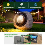 2Pack Solar Rock Lights Outdoor Ash Gray Garden Stone Spotlights with IP65 Waterproof LED, V1107-CS-EGWTPM48