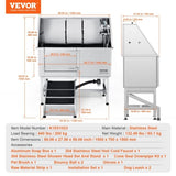 1.57M Pet Dog Bathing Station w/Ramp, Professional Stainless Steel Dog Grooming Tub w/ Soap Box, V952-BXGCWYG62ZKM7I5V3V0