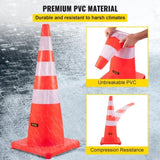 VEVOR Safety Cones, 6" x 36" Cones, PVC Orange Construction Cones, Reflective Collars V952-AQZYCQHBJ3636KKUBV0