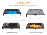Large Oversized Raised Dog Bed with Cooling Bolster Lounger V767-P-XD128-GY-LG1
