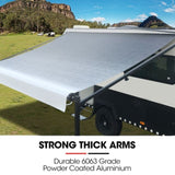 Shade Shield 15ft x 8ft Caravan Retractable Awning, Powder Coated 6063 Aluminium and Vinyl, for V219-VAWMANSS15KA