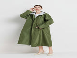 Size M Green Women's Chic Lightweight Waterproof Raincoat - Long Hooded Packable Rain Jacket with V888-ELOSUNG32630