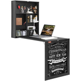 Wall Mounted Desk, Fold out Convertible Desk, Multi-Function Folding Wall Table with Chalkboard for V952-FDBGZBHBZXK0THXAQV0